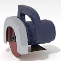 Handheld Power Cutter With Blue White Body And Red Circular Blade