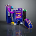 Clean Strike Sports Equipment with Blue Purple Structure Yellow Ball and Console