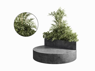 Stylish Outdoor Chair in Modern Outdoor Space with Concrete Platform and Green Bamboo Plants 3d model