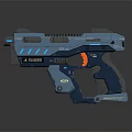 Smart Machine Futuristic Blue Pistol With Illuminated Lines And Detailed Design