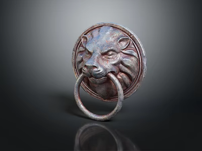 Antique Lion Head Door Knocker With Vintage Metal Design For Home Decor 3d model