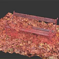 Rustic Wooden Bench Surrounded by Colorful Fallen Leaves with Metal Armrests