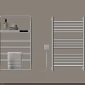 Bathroom Accessories Featuring Electric Towel Rails With Shelves Toiletries And Hanging Towel