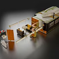 Modern Public Chair In Small Trailer Style Rest Area With Roof And Wooden Side Table