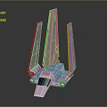 Futuristic Silver Spacecraft Model with Multiple Wings for Cosmic Exploration Missions