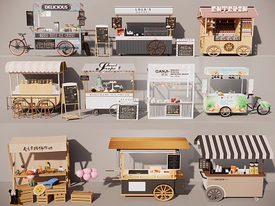 Modern commercial stalls, snack stalls, milk tea stalls, commercial stalls 3d model