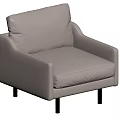 White Leather Single Sofa with Modern Backrest Armrests and Silver Metal Legs 3d model
