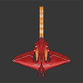 Red Airliner With Unique Sleek Design And Gold Accents In Close Up View