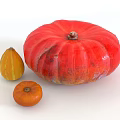 Fresh Colorful Vegetables Including Red Pumpkin and Small Yellow and Orange Squashes on White Background