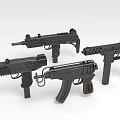 Four Black Submachine Gun Models With Tactical Design And Modern Features 3d model