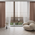 Modern Curtain Pink Curtain 3d model