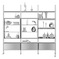 Modern Wooden Display Shelving Unit With Multiple Shelves And Decorative Items 3d model