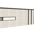 Modern Feature Wall With Beige Stone Panels Brown Frames And Decorative Patterns 3d model