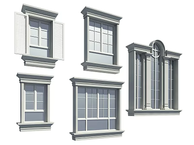 Various Stylish Casement Windows With Different Designs And Architectural Frame Details 3d model