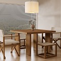 Modern Dining Table and Chair Combination Meal Casual Table and Chair Combination 3d model