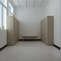 Commercial Kitchen With Stainless Steel Shelves Long Corridor White Walls Windows And Ceiling Lights