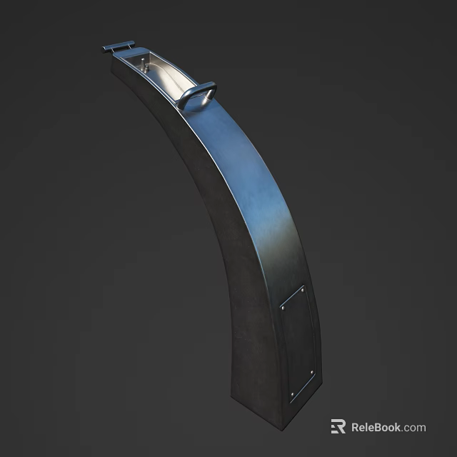 Sturdy Curved Metal Road Guardrail Facility With Reinforced Mounting Structure And Smooth Finish 3d model 