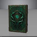 Ancient Mystic Book With Green Cover Golden Border Coiled Snake Motifs And Circular Emblem