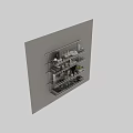 Modern Wine Cabinet Interior With Metal Shelves Wine Glasses Bottles And Decorative Items