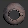 Handcrafted Reddish Brown Clay Sculpture Pot with Handle on Gray Background