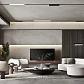 Modern Living Room Interior Design with White Sofa Wooden Coffee Table TV and Green Plant
