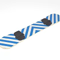Stylish Snowboard With Blue And White Zigzag Stripes And Black Bindings