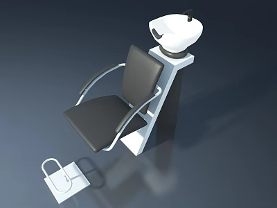Swing Door Design With Black Chair White Shampoo Basin And Footrest 3d model