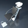 Swing Door Design With Black Chair White Shampoo Basin And Footrest