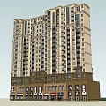 High Rise Residential Building Exterior With Ground Floor Shops Design
