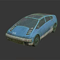 Blue Futuristic Car With Transparent Roof Sleek Body And Muddy Details