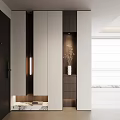 Modern Minimalist Entryway Hallway Design With Cabinets Lighting And Vase Plant