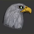 Detailed Gray Feathered Eagle Head 3D Render With Yellow Beak Green Eyes And Gradient Background 3d model