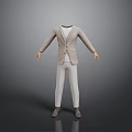 Men's Beige Formal Suit Outfit With Jacket Pants And Leather Shoes