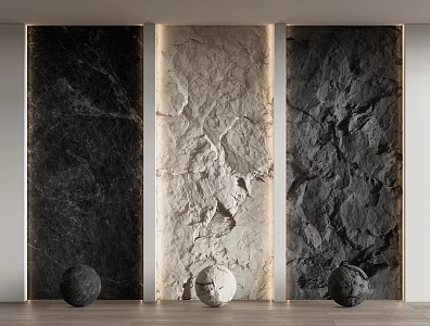 modern stone rubble background wall pu stone normal concave convex stone culture stone rock 3d model