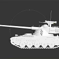 White Tank Model With Turret Cannon Yellow Lights And Black Background Reflection 3d model