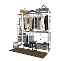 Organized Wardrobe Interior Design With Hanging Clothes Storage Baskets Drawers And Shoes