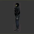 Game Movie Character With Black Helmet Yellow Goggles Tactical Vest Rifle And Dark Blue Outfit