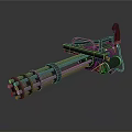 Multi Barrel Machine Gun With Tactical Metal Frame And Automatic Firing System Military Weapon Design