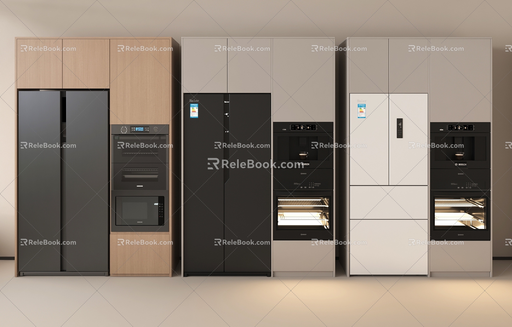 Modern Refrigerator Double Door Refrigerator Oven Refrigerator Cabinet 3d model