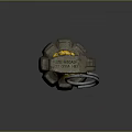 Hand Grenade With Textured Brown Body Yellow Stripe And Metal Pull Ring 3d model