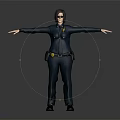 3D Police Character In Blue Uniform With Badge And Belt Gear Arms Outstretched