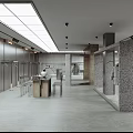 Modern Clothing Store Interior With Concrete Counter Metal Walls And Clothing Racks