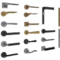 Various Design Door Handles in Different Colors Display on White Background