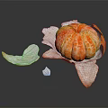 Peeled Tangerine With Exposed Flesh And Surrounding Peel On Black Background