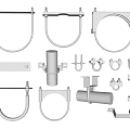 U-bolt pipe fixing buckle nut screw lock metal fitting part component 3d model