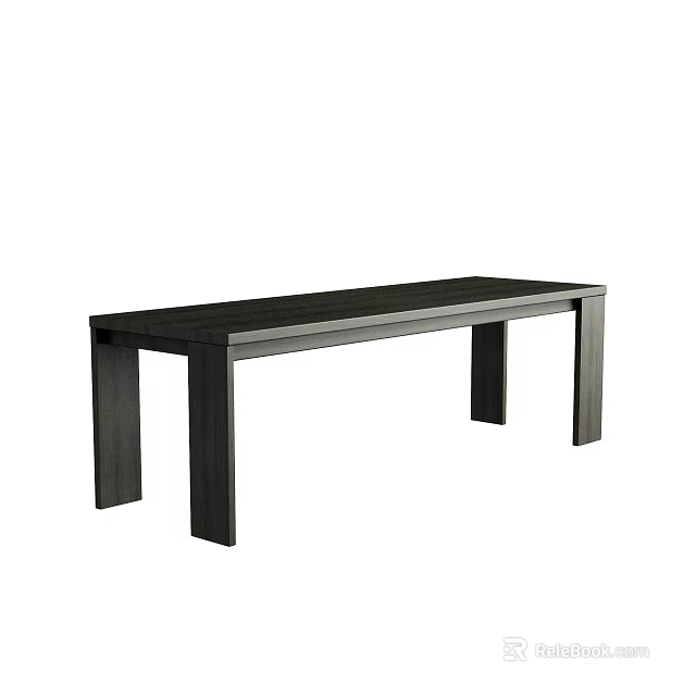 Modern Minimalist Black Coffee Table With Long Rectangular Design And Sleek Legs 3d model