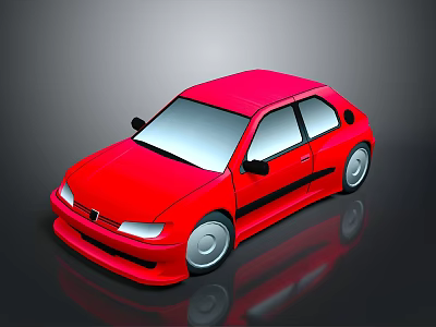 Red Hatchback Car 3D Model With Shiny Exterior And Black Accents On Dark Background 3d model