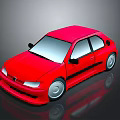 Red Hatchback Car 3D Model With Shiny Exterior And Black Accents On Dark Background