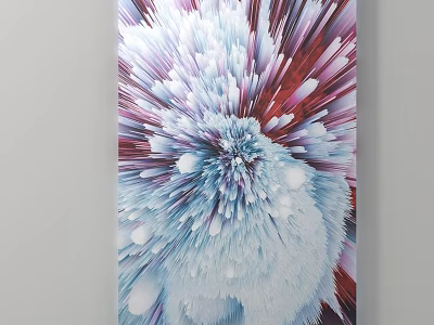 Modern Abstract Wall Art With Blue Purple Red Explosive Radiant Patterns 3d model