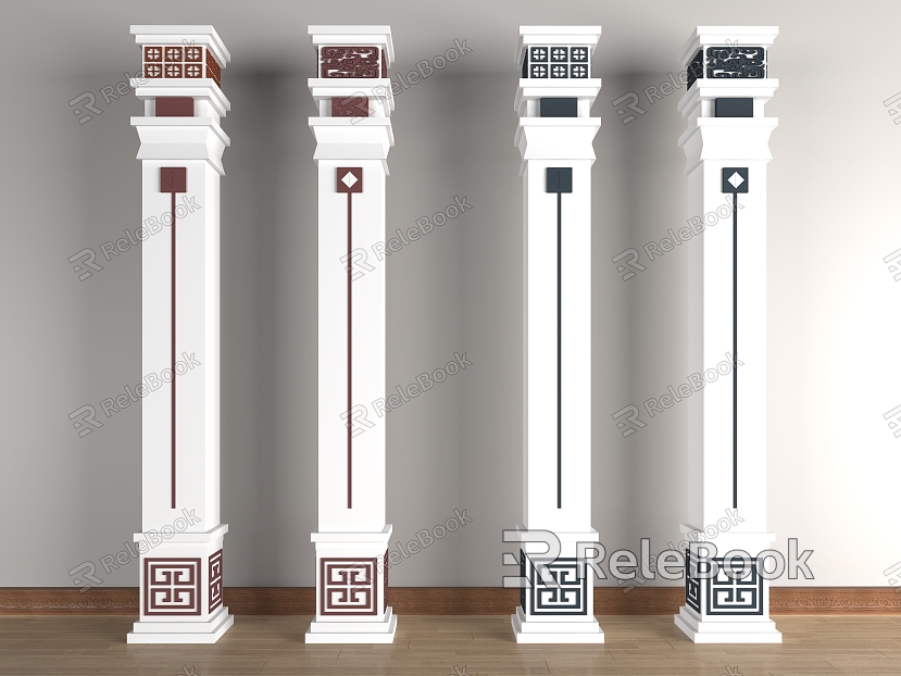 New Chinese style gate pillar back word pattern model